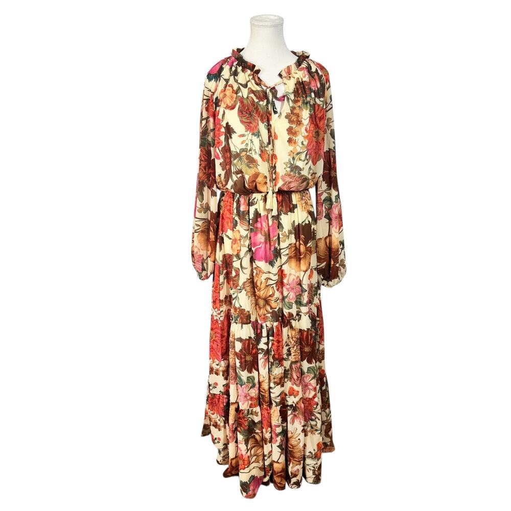 Flying Tomato Dress M Cream Fall Floral Long Sleeve Boho Wedding Guest Cottage